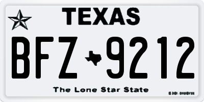 TX license plate BFZ9212