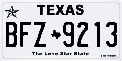 TX license plate BFZ9213