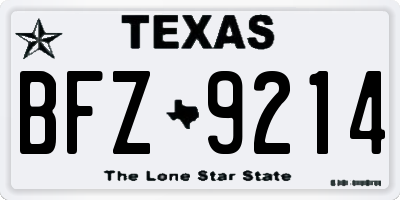 TX license plate BFZ9214