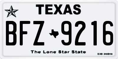 TX license plate BFZ9216
