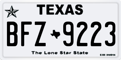 TX license plate BFZ9223