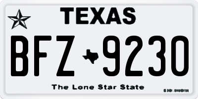 TX license plate BFZ9230