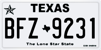 TX license plate BFZ9231