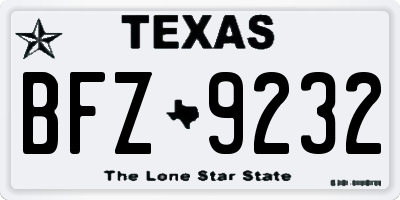 TX license plate BFZ9232