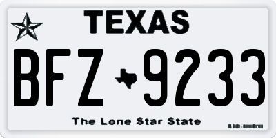 TX license plate BFZ9233
