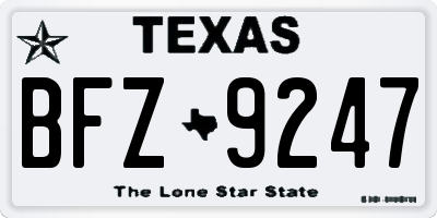 TX license plate BFZ9247
