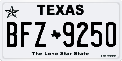 TX license plate BFZ9250
