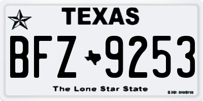 TX license plate BFZ9253