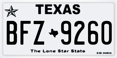 TX license plate BFZ9260