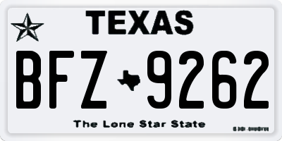 TX license plate BFZ9262