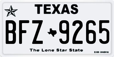 TX license plate BFZ9265