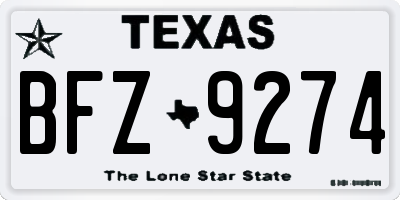 TX license plate BFZ9274
