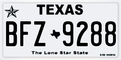 TX license plate BFZ9288
