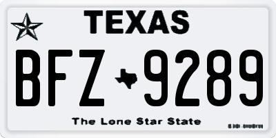 TX license plate BFZ9289