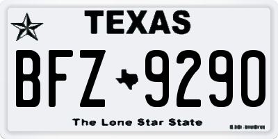 TX license plate BFZ9290