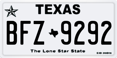 TX license plate BFZ9292