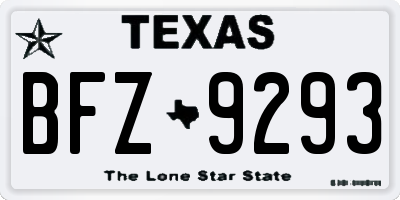 TX license plate BFZ9293