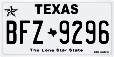 TX license plate BFZ9296