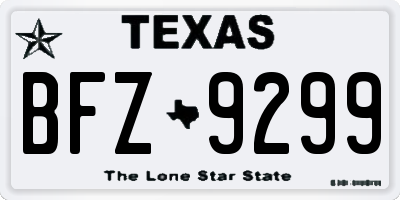 TX license plate BFZ9299
