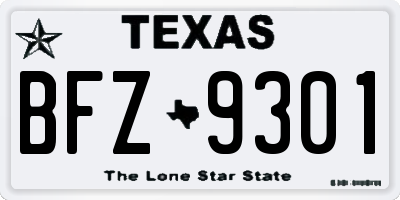 TX license plate BFZ9301
