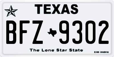 TX license plate BFZ9302