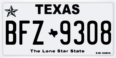 TX license plate BFZ9308