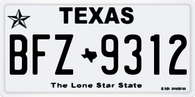 TX license plate BFZ9312