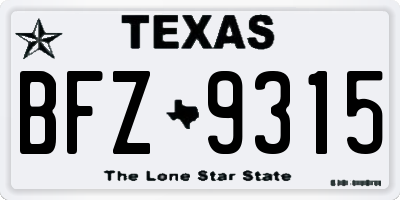 TX license plate BFZ9315