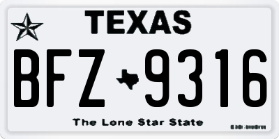 TX license plate BFZ9316