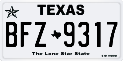 TX license plate BFZ9317