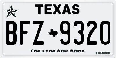 TX license plate BFZ9320
