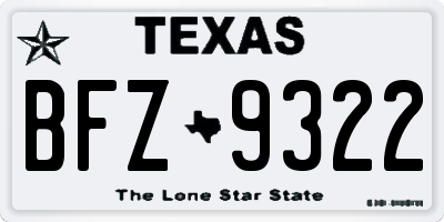 TX license plate BFZ9322