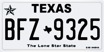 TX license plate BFZ9325