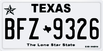 TX license plate BFZ9326
