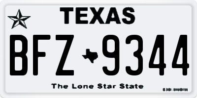 TX license plate BFZ9344