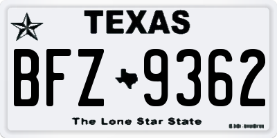 TX license plate BFZ9362