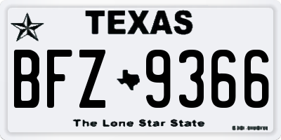 TX license plate BFZ9366
