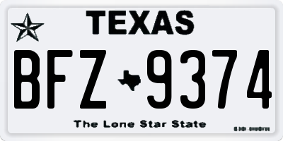 TX license plate BFZ9374