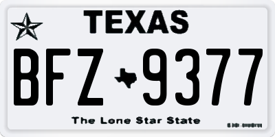 TX license plate BFZ9377