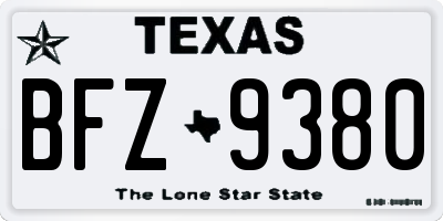 TX license plate BFZ9380