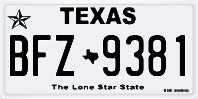 TX license plate BFZ9381