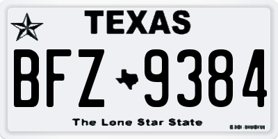 TX license plate BFZ9384