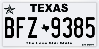 TX license plate BFZ9385