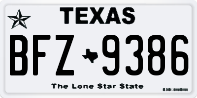 TX license plate BFZ9386