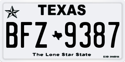 TX license plate BFZ9387