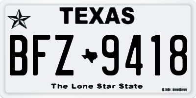 TX license plate BFZ9418