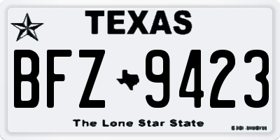 TX license plate BFZ9423