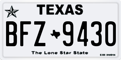 TX license plate BFZ9430