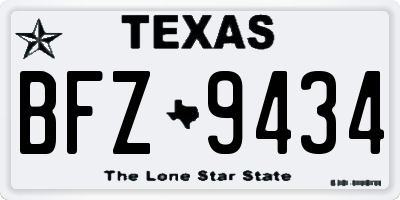 TX license plate BFZ9434