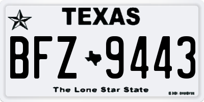 TX license plate BFZ9443
